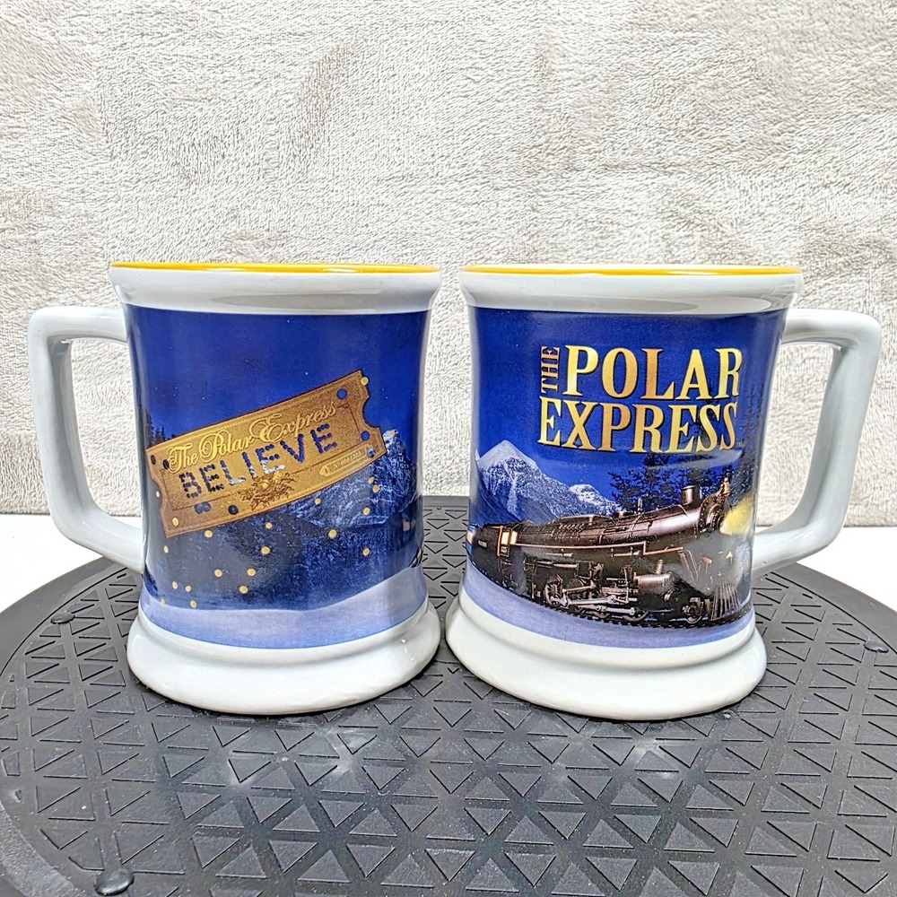 Polar Express Mugs Lot of 2 The Polar Express Believe Train Coffee Mugs